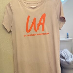 Under Armour Pink Tee with Vibrant Pink Logo